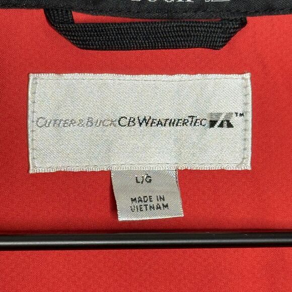 Cutter & Buck Mens Jacket Large Orange Black Pullover 1/4 Zip Windbreaker Active - Picture 3 of 12